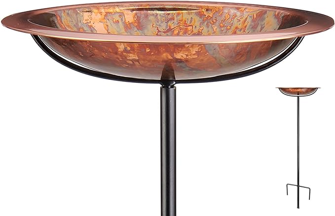 Good Directions Fired Copper Bird Bath on Garden Pole 13"