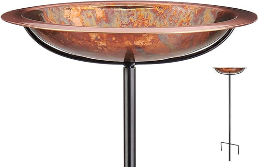 Good Directions Fired Copper Bird Bath on Garden Pole 13"