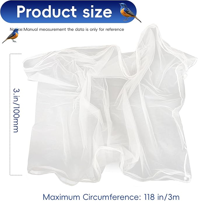 Adjustable Birdcage Seed Feather Catcher Bird Cage Net Cover Soft Skirt Guard Birdcage Nylon Mesh Netting for Parrot (118 x 39.4 Inch) (White)