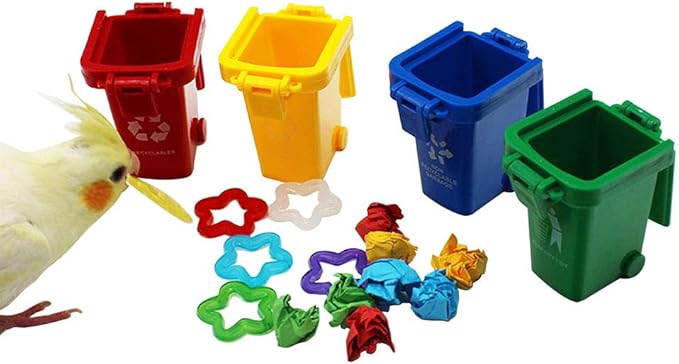 QBLEEV Conure Toys, Color Sorting Bin Bird Toys, Teaching Tool Box Parrot Toys, Trick Prop Training Education Interactive Toys for Cockatiel Quaker Lovebirds