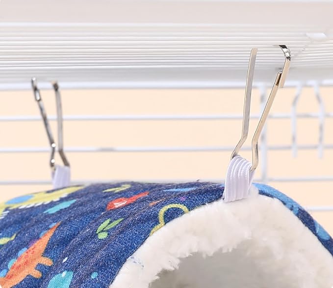 Bird Nest Plush Snuggle Hanging Hammock Bird Cave Parrot Sleeping Bed Shed Hut Hanging Tent for Hamster Parrot Macaw Budgies Parakeet Cockatiels Lovebird-Flamingo (Dark Blue)