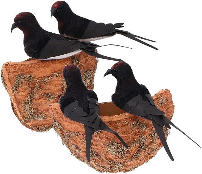 Toddmomy 2 Sets Simulated Swallow Nest Bird Ornament Simulation Bird Nest with Bird Simulation Bird Nest Decoration Easter Egg Decorating Kit Bird Nest Figurines Tree Bird Foam Miniature