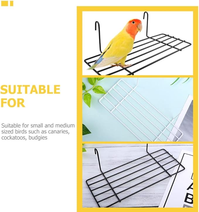 Ipetboom Bird Cage Bird Toys 2pcs Parrot Metal Perch Platform Stand Shelf Parakeet Patio Sundeck for Budgie Cockatiel Conure Cage Accessories Toys