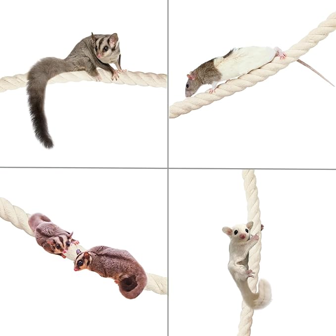 42 Inch Natural Rope (Thick) - Thick Flexible Bendable Climbing Rope Perch Cage Accessory Toy - Sugar Gliders, Squirrels, Degus, Marmosets, Monkeys, Parrots, Birds, Rats & Other Small Pets