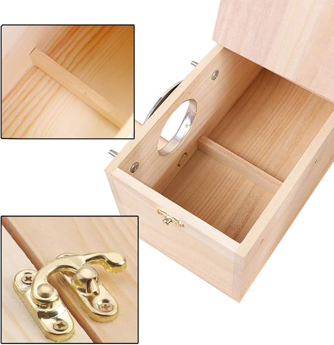 Parakeet Nesting Box, Bird Nest Breeding Box Cage Wood House for Finch Lovebirds Cockatiel Budgie Conure Parrot (M:9.8"×5.1"×5.3")