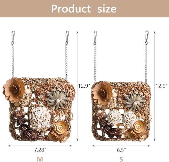 Bird Foraging Toys Natural Bird Toys Conure Toys Parrot Shredding Hanging Toys for Small to Medium Birds Parakeet Cockatiel Conure Lovebird Budgie