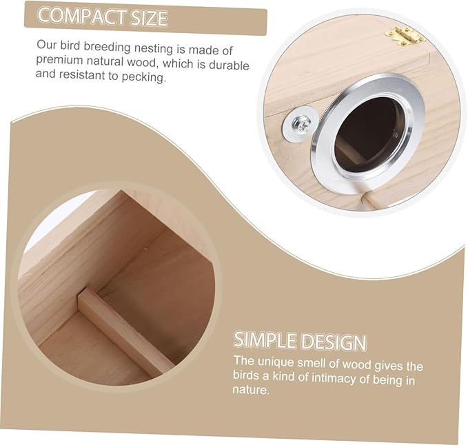BESPORTBLE Bird Breeding Nest Box for Parakeets and Parrots Natural Wood Bird Incubator Design Comfortable Nesting Environment for Mating and Incubation