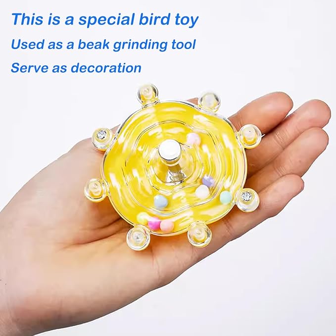 Windmill Roller Parrot Toy Bird Toys Bird Cage Accessories Parakeet Toy Chewing Toy for Conure Cockatiel Budgies Lovebird Parrotlet Sun Conure Budgie Mini Macaw Small Medium Birds (Yellow)