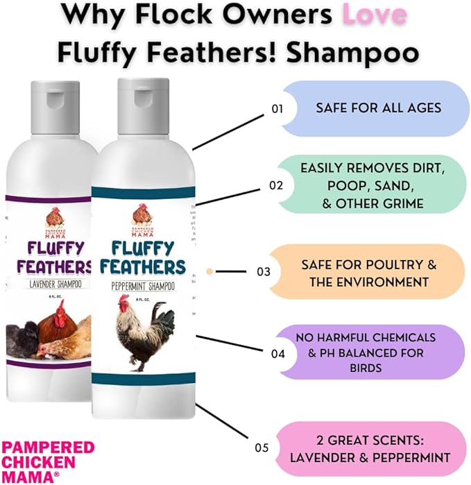 Feather Shampoo for Chickens | Bird Shampoo for Cockatiels, Cockatoo, Parrots: Poultry Conditioner & Baby Chicken Supplies, Gamefowl Supplies for Clean Feathers (Peppermint)