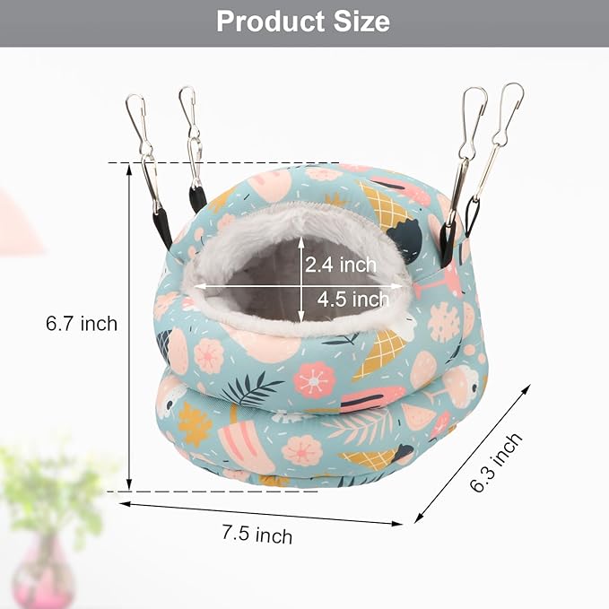 Bird Nest House Winter Warm Bird Bed Hanging Hammock Snuggle Hut for Parakeets Budgies Cockatiels Conures Quaker Parrot (Small, Blue)