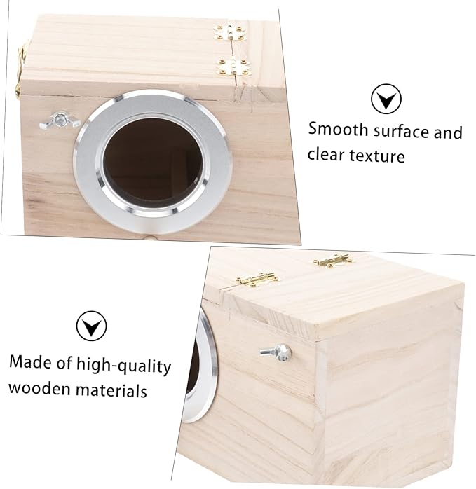 Parakeet Nest Box Bird House Budgie Wood Breeding Box for Lovebirds Parrotlets (Small Size)