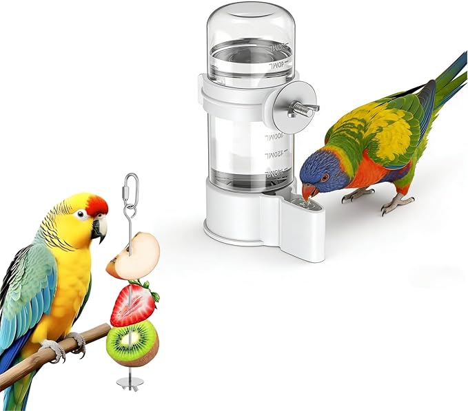 Bird Water Dispenser, Bebederos para Pajaritos, Automatic Parakeet Water Dispenser Feeder for Birds, 140 mL Water Capacity