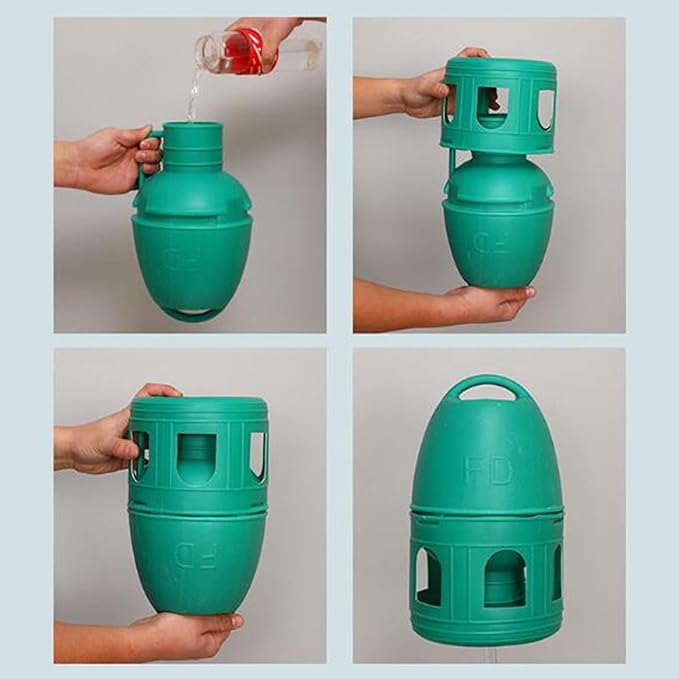 Pigeon Water Dispenser, Large Capacity Bird Water Drinker, Quail Automatic Feeder with Handle Water Pot Container, Green 5L