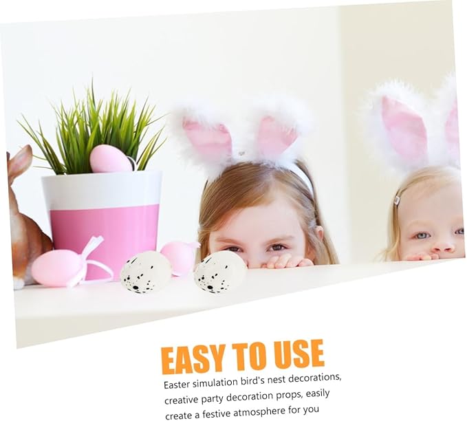 LIOOBO 1pc Rattan Nest Eggs Toy Simulated Decorative Bird Nest Easter Theme Birds Nest