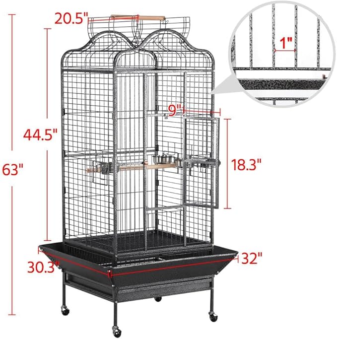 Topeakmart Extra Large Parrot Bird Cage for Macaw Cockatoo Cockatiels African Grey with Open Play Top