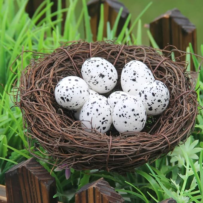 Ipetboom Artificial Bird Nest, 4pcs Imitated Bird Nest Birds Egg Nest Rattan Bird Nest Simulation Twig Bird Nest