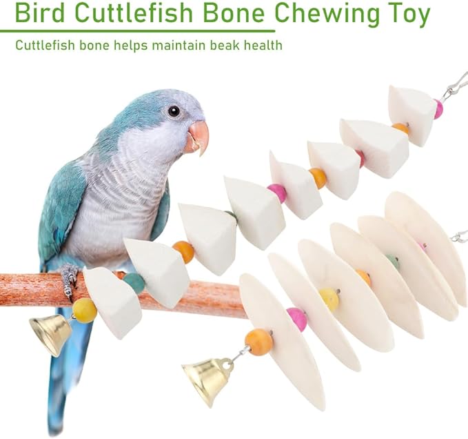DQITJ 2 Pack Cuttlebone Chew Toy Natural Calcium Cuddle Bone Bird Beak Grinding Toy for Small Bird Budgie Cockatiel Lovebird Parakeet