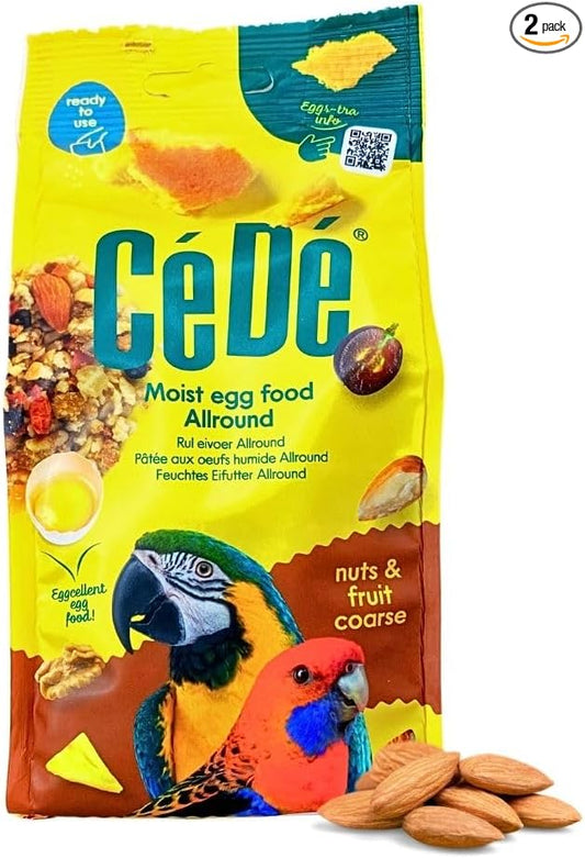 Cédé Nuts and Fruit Coarse 400g - 2 Pack Egg Food for Canaries, Budgies, Parakeets, and Other Exotic Birds. Food Supplement for Parrots. Promotes Health With Prebiotics and Essential Proteins