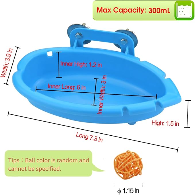 Mygeromon Bird Bath for Cage-Small Tub Bowl for Hang Inside Cage Birdbath Shower for Parrot/Parakeets/Cockatiels/Canary/Budgerigar (Blue)