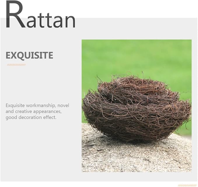 Ipetboom Artificial Bird Nest, 4pcs Imitated Bird Nest Birds Egg Nest Rattan Bird Nest Simulation Twig Bird Nest
