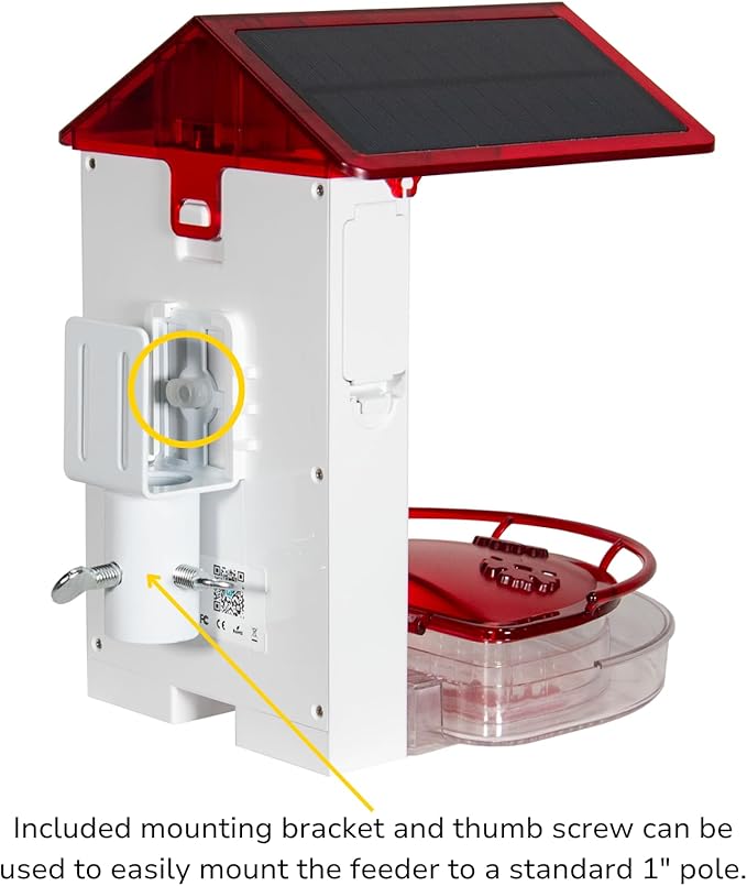 JCS Wildlife Smart 2-in-1 Hummingbird Feeder with Camera, Solar Roof, AI Bird Identification, 1080 HD Live Video, Automatically Capture Videos and Images, Great Gift for Birders