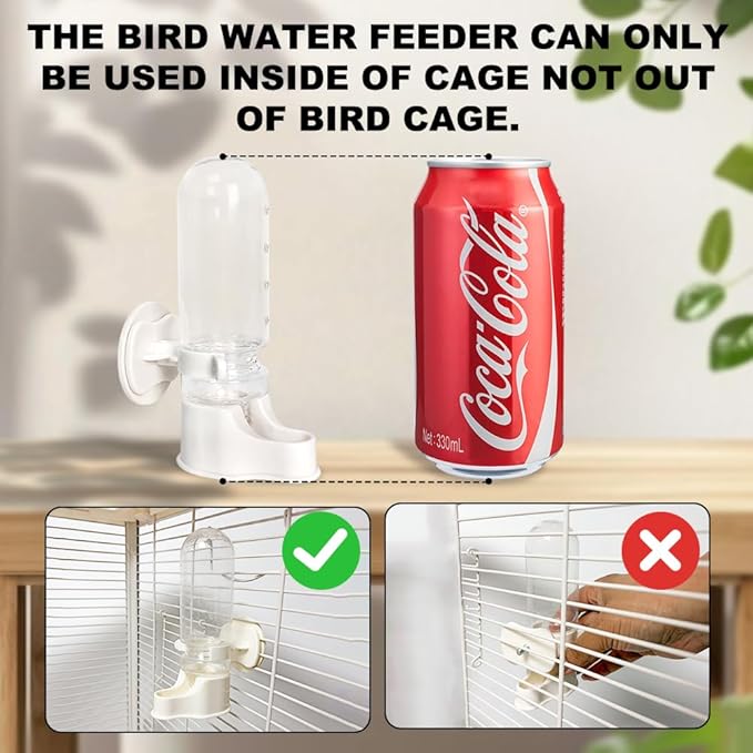 Bird Water Dispenser for Cage, 3.7 FL OZ, Automatic Bird Water Feeder ABS Suspended Parrot Cage Food Bowl Drinker, for Parakeet, Cockatiel, Budgie, Conure, Lovebirds