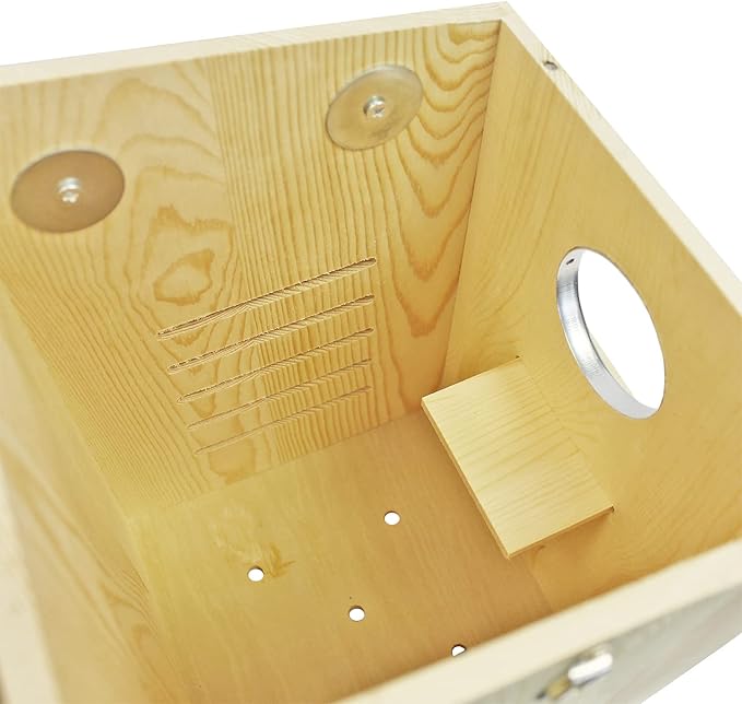 Squirrel Nest Box - Cage Attachment, Hinged Lid, Perching Ledge - for Squirrels, Sugar Glider, Rat, Finch, Parakeet, Lovebird, Canary, Cockatiel, Other Birds & Small Pets