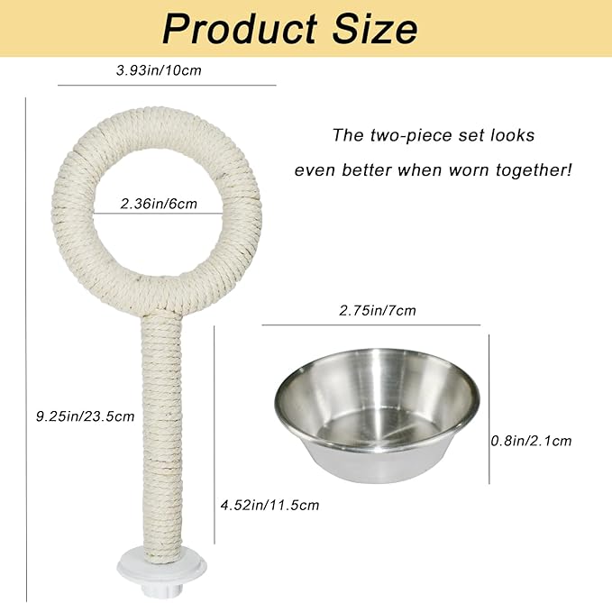 ASOCEA Bird Perch Feeding Cup,Bird Bowls for Cage Parakeet Feeder Parrot Food Bowls Parrot Cage Accessory for Budgie Lovebird Cockatiel Parakeet Canary Finch Small Parrots,Beige