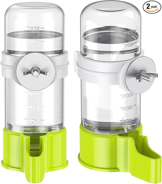 Pawfly 2 Pcs Bird Water Dispenser, Automatic Bird Water Feeder, Plastic Bird Cage Water Dispenser, Green Parrot Waterer for Parakeet Cockatiel Budgie Lovebirds (Not Fit for Food Feeding)