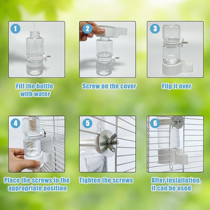 Automatic Pet Bird Water Feeder, Water Dispenser for Cage, Bird Cage Suspended Automatic Pet Water Feeder, Parrot Feeders for Parakeet Budgie Cockatiel Lovebirds Canary Finch