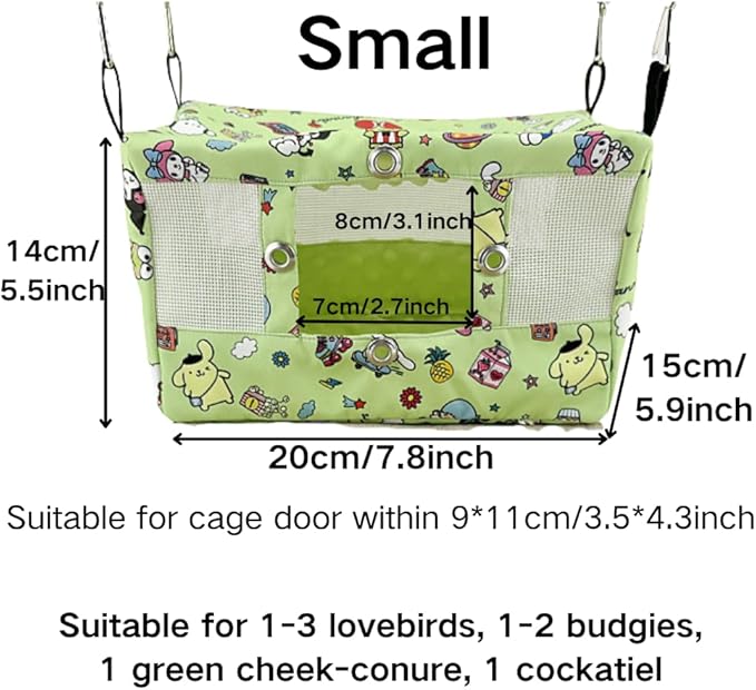Large Spring Summer Breathable Bird Nest House, Bird Bed for Cage, Parrot Nest Snuggle Shed Hut for Four Seasons, Easy to Install for Quaker Lovebirds (Small,Green)