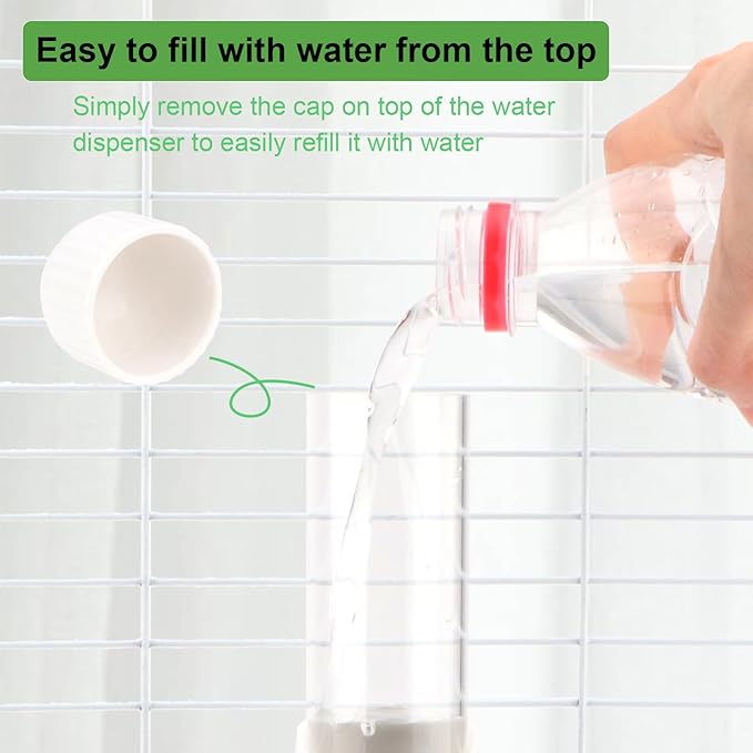 Hypeety 9.4 Fl Oz Leak-Proof Bird Water Bottle for Cage Clear No Spill Automatic Parrot Water Dispenser with Spring Valve for Small Parrots Budgies Finches Cockatiels Lovebirds (White, 9.4 oz/280 ml)