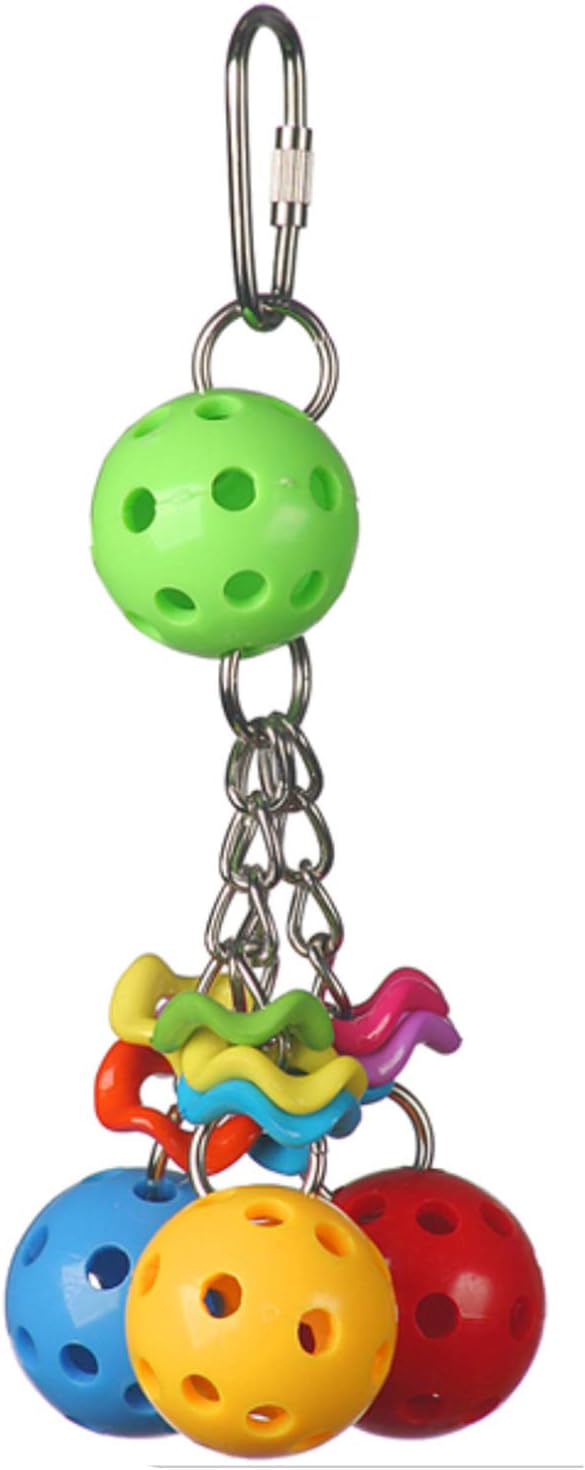 Super Bird Creations SB1093 Jingleberries Bird Toy - Colorful Plastic Toy Balls with Bells for Small/Medium Birds - Parrotlets Parakeets Cockatiels - Encourage Beak Health & Dexterity - 6"x 2.5"x 2.5"