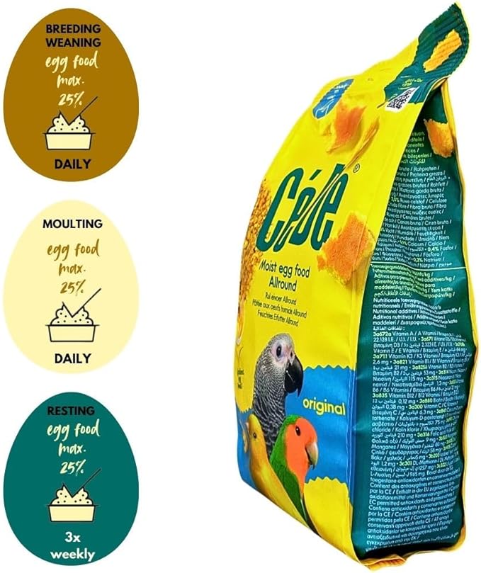 Cédé Moist Egg Food Allround Original 200g – 2 Pack Ready to use Soft Egg-Based Supplement for Ornamental Birds, Ideal for Breeding, Molting & Daily Support, Complements Regular Seed Mix