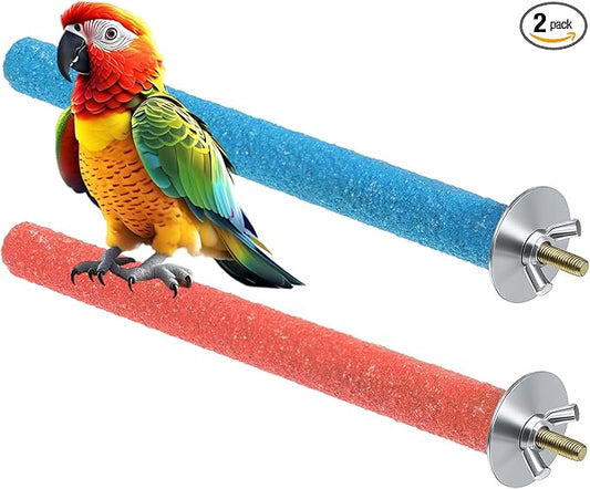Bird Perches Stand for Cage, 2 Pcs Parrot Bird Cage Perch Toy Paw Grinding Stick Cages Wooden Grinding Claw Sticks Sanded Surface Cages Toy for Parakeets Finches Parakeet Toys Birdcage Accessories
