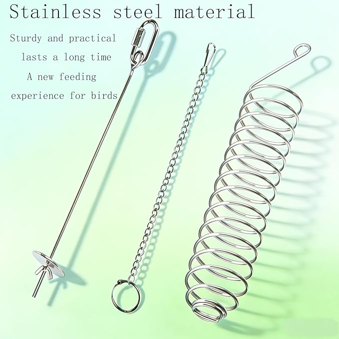 3-Piece Stainless Steel Bird Food Holder, Metal Parrot Foraging Toy, Hanging Fruit Vegetable Feeder Parakeet