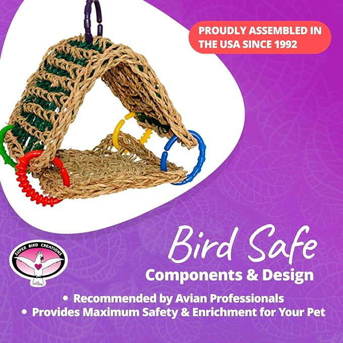 Super Bird Creations SB881 Seagrass Tent, Small/Medium Bird Size, 8” x 7” x 8”