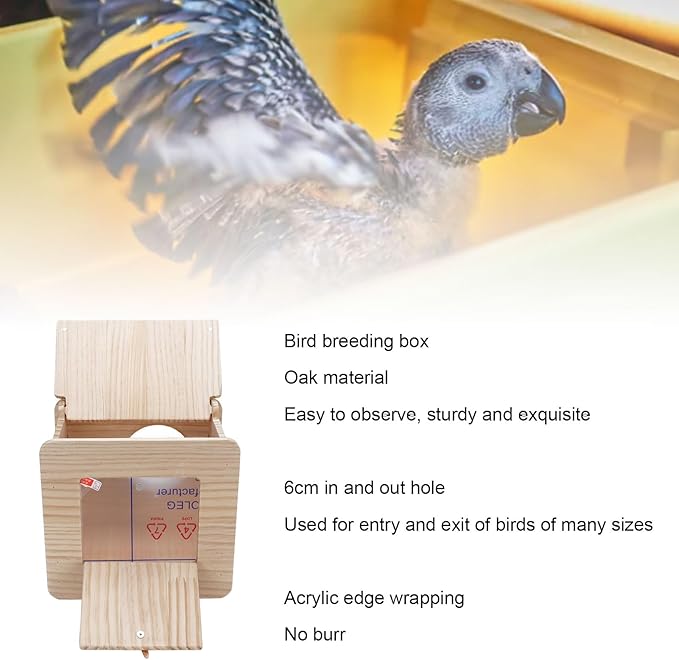 Parakeet Nesting Box, Wooden Insulated Parrots Mating Box for Lovebirds, Cockatiel, Conure, Cockatoo, Budgie