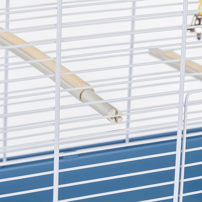 Ferplast Bird Cage Canary Cage Rekord 3, Complete with Accessories and Rotating Feeders, Sturdy White Painted Metal and Blue Plastic Bottom, 49 X 30 XH 48.5 cm