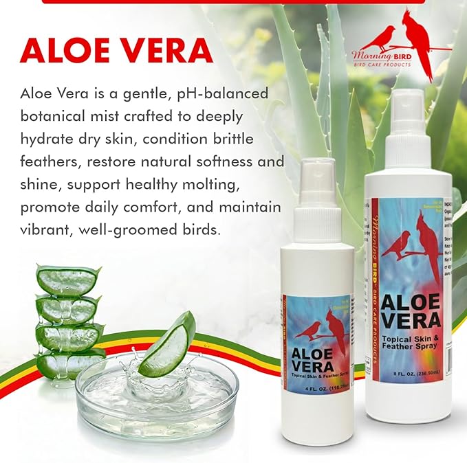 Morning Bird Aloe Vera Spray 8 Fl Oz – Natural Topical Spray for All Birds – Soothes Dry Skin & Supports Healthy Skin – Easy-to-Use Spray Bottle for Gentle Hydration & Skin Relief