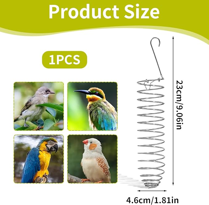 1 Pack Small Bird Millet Spray Holder & Snack Feeder - Hanging Parrot Treat Stand with Cuttlebone & Mineral Block for Beak Exercise, Metal Cage Accessories for Small Parrots & Parakeets Gifts