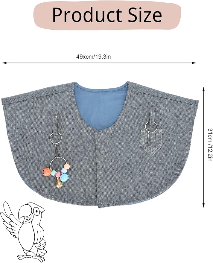 Parrot Diaper Anti Scratch Bird Poop Shoulder Protector Bird Diaper Harness with Anklet Toys for Training Stand Bell Pendant