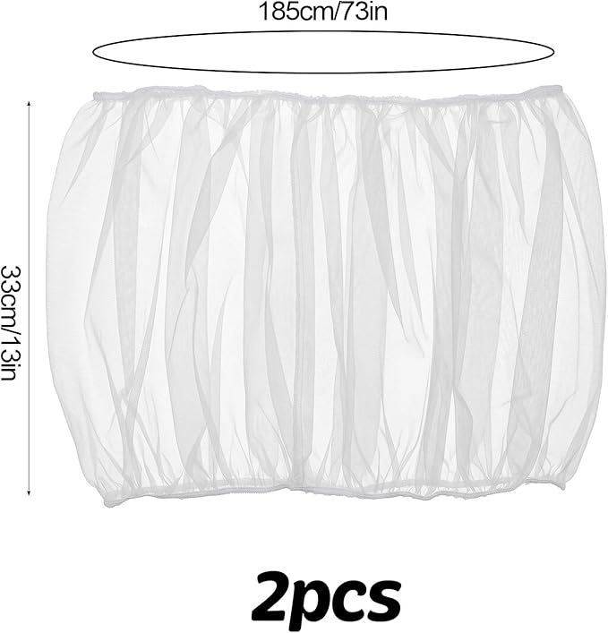 2Pcs Bird Cage Seed Catcher, Adjustable Bird Cage Skirt Cover, White Stretchy Birds Cages Netting for Round Square Parrot Parakeet Macaw African Cages