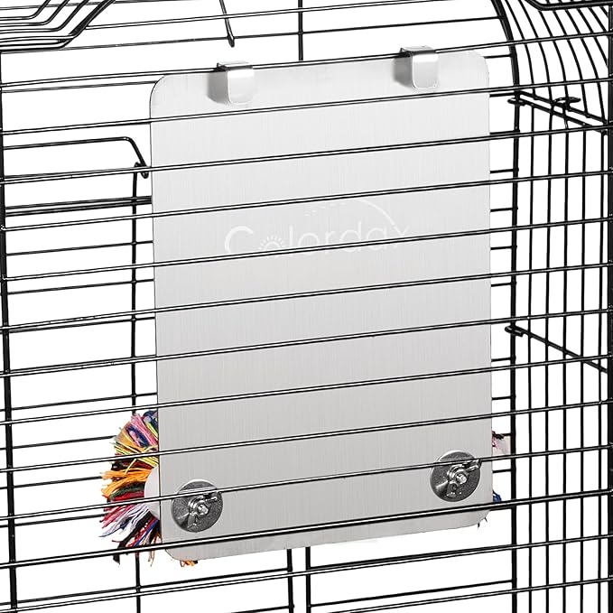 Colorday 7" Bird Mirror for cage with Rope Perch, Bird Swing, Parrot Cage Toy for Parakeet Budgie African Grey Conure Cockatiel Lovebird Finch Canarie, Medium