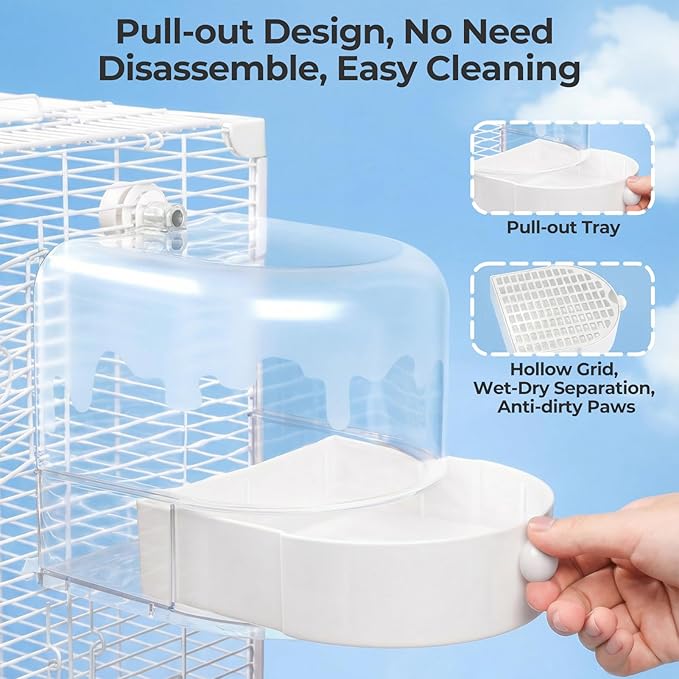 mini&moe Bird Bath for Cage, 4 in 1 Multifunction Birds House/Bath/Litter Box/Feeder Room, Bird Cage Accessories for Pet Birds Conure Budgies Cockatiels Lovebird,Finches, Parakeets, Mannikin,Pink