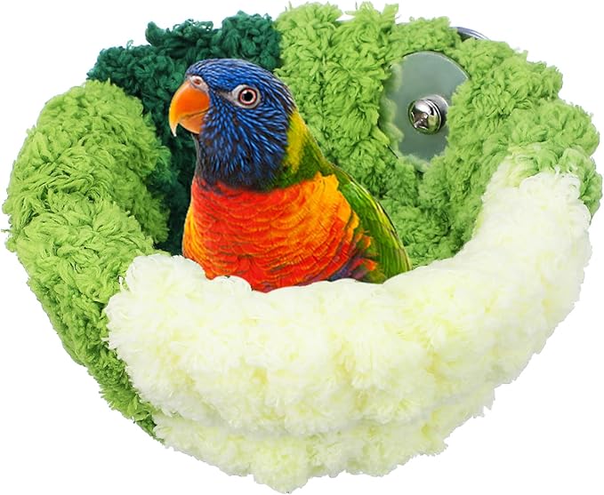 GANAZONO Parrot Nest House Bed - Cozy Plush Nest for Birds Perfect for Conures and Parakeets Winter Retreat Easy to Install 5.11 X 5.11 X 3.14 Inches