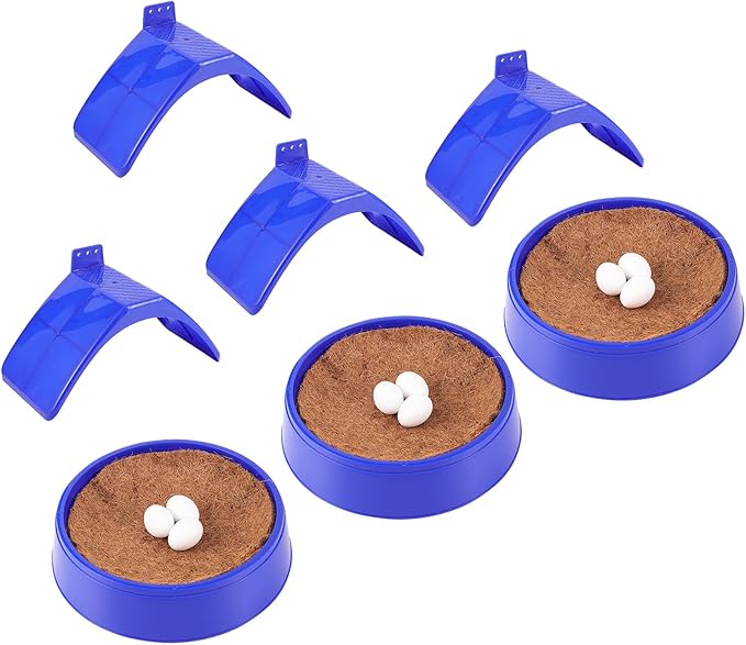 Pigeon Supplies Set,3Pcs Bird Breeding Nest Bird Eggs Mat,4 Pcs Pigeon Stand Dove Rest Stand,9 Pcs White Solid Plastic Eggs for All Kinds of Pet Nests