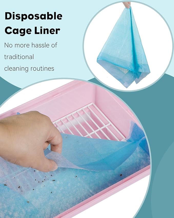 Pawfly 40 Sheets Disposable Bird Cage Liners, 23.6" x 23.6", Super Absorbent Leak-Proof Bird Cage Paper Liners Cuttable Birdcage Liners Parakeet Cage Liners Cushion Pad Mat Accessories for Pet Animals