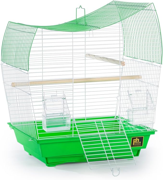 Prevue Pet Products South Beach Wave Top Bird Cage - Ideal for Finches, Canaries, Budgies, and Similarly Sized Birds, Minimal Assembly, Made of Powder-Coated Steel Wire Mesh - Green