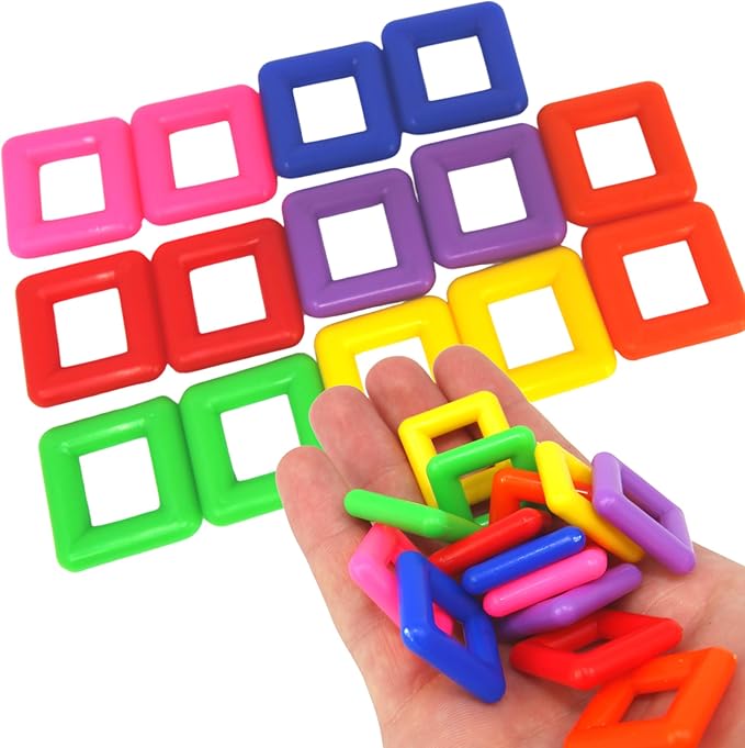 Bonka Bird Toys 2288 Pk14 Plastic 1.00" Square Parrot Toys Conure, Amazon, African Grey, and Similar Sized-Birds